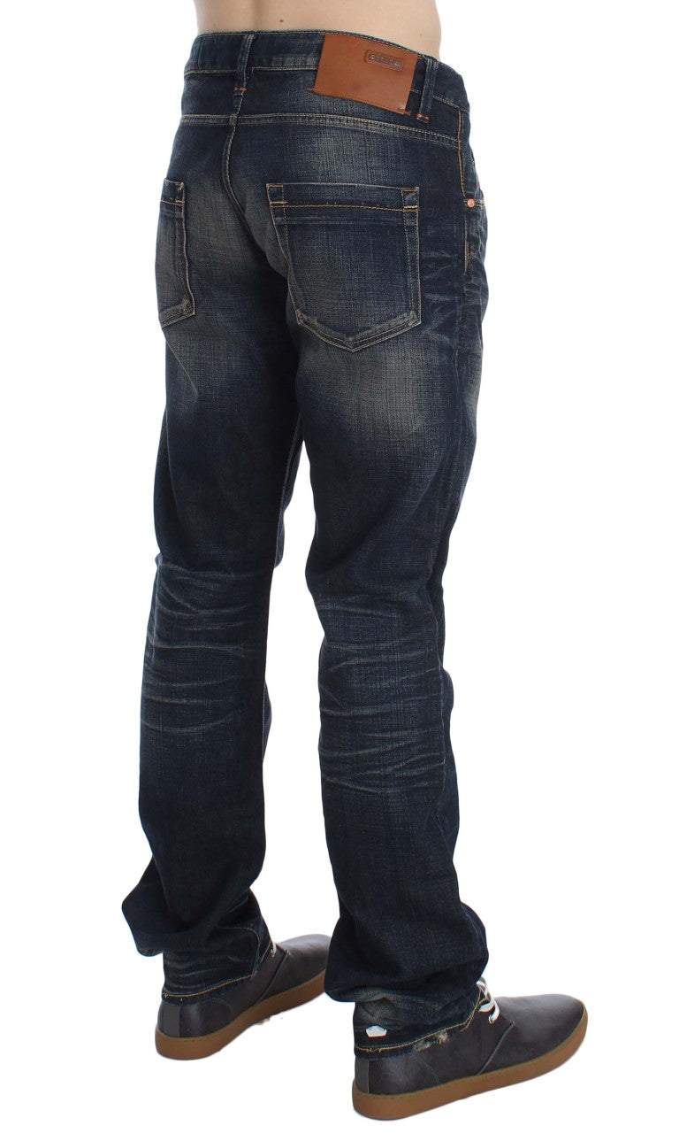 Jeans da uomo eleganti a vita bassa e vestibilità dritta