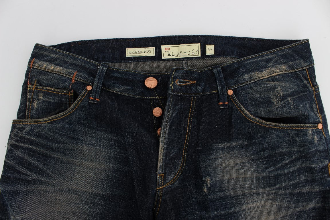 Jeans da uomo eleganti a vita bassa e vestibilità dritta