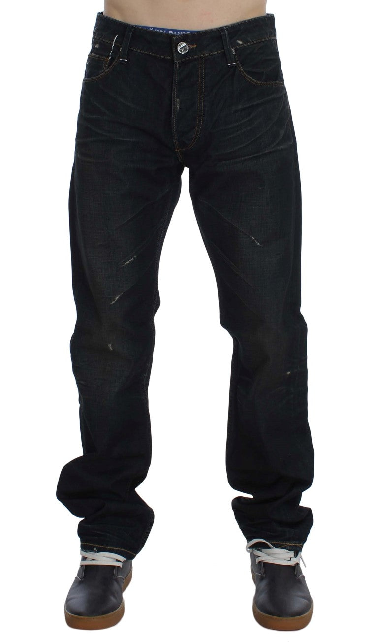 Elegante Straight Fit Dunkelblaue Jeans