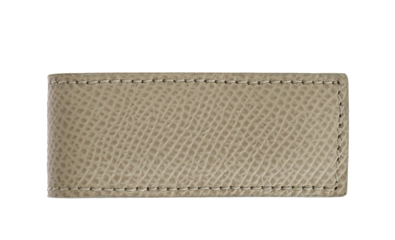 Elegante fermasoldi in pelle beige