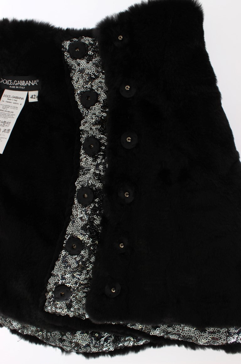 Eleganter Pelzschal mit Blumen-Pailletten