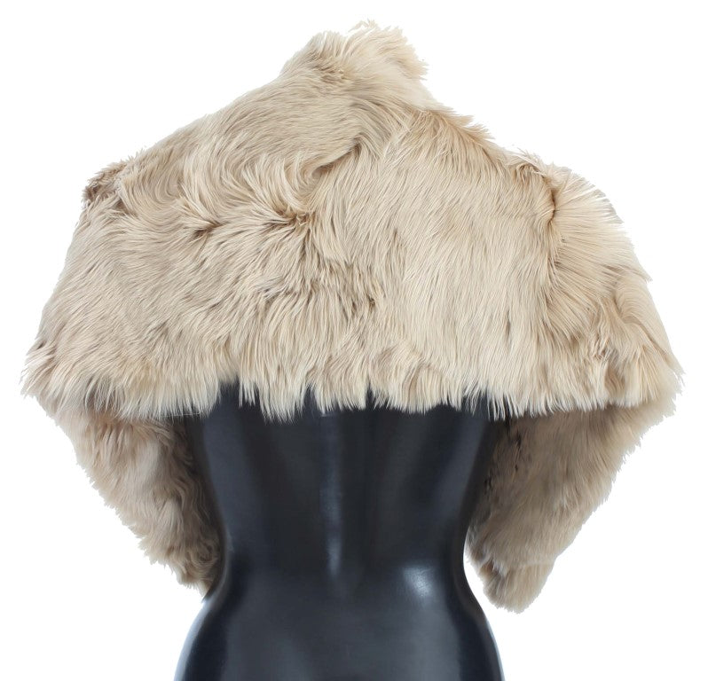 Eleganter Schulterwickel aus Alpakafell in Beige