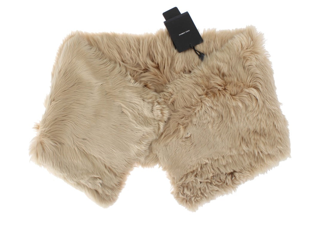 Eleganter Schulterwickel aus Alpakafell in Beige