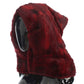 Luxurious Bordeaux Fur Hooded Scarf Wrap