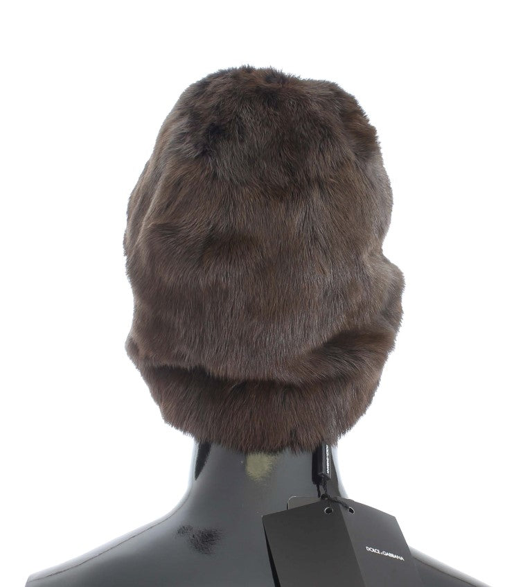 Luxuriöse braune Wieselfellmütze
