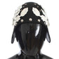 Elegante cappello a cloche in lana floreale nera