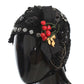 Elegant Black Crystal-Adorned Cloche Hat