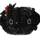 Elegant Black Crystal-Adorned Cloche Hat