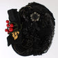 Elegant Black Crystal-Adorned Cloche Hat