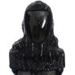 Elegant Black Sequined Hooded Scarf Wrap