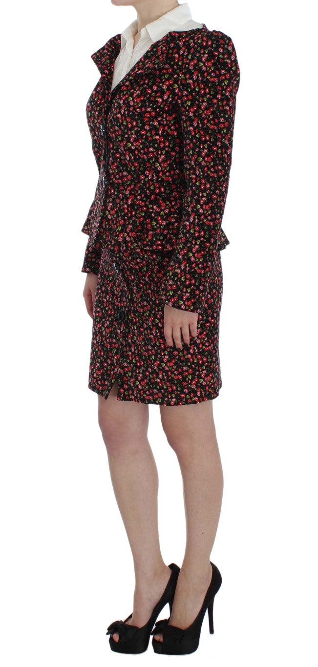 Completo elegante con gonna floreale in due pezzi