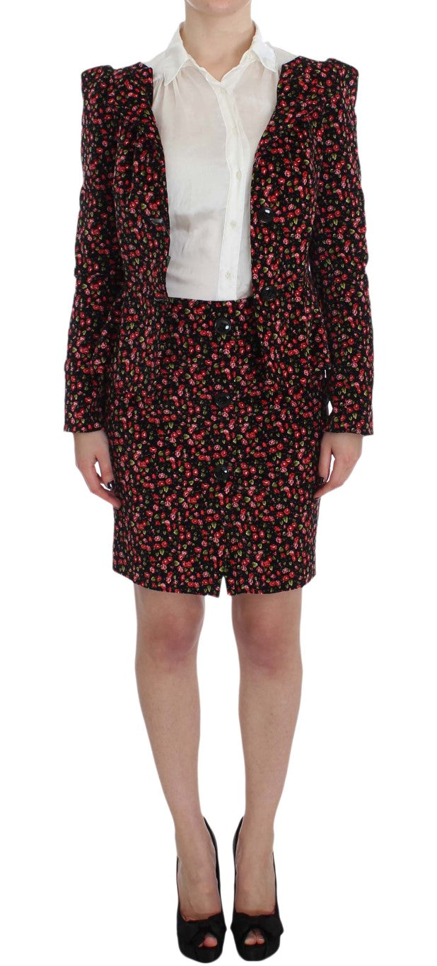 Completo elegante con gonna floreale in due pezzi