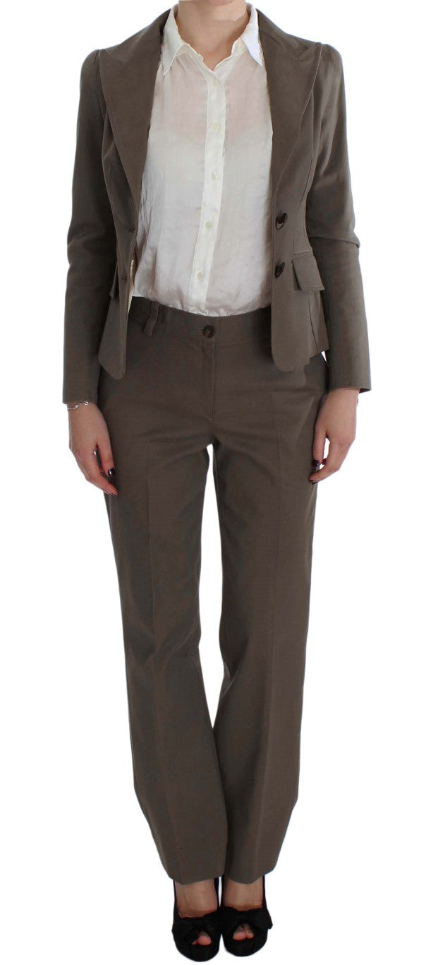Completo beige in lana e cotone Chic Elegance