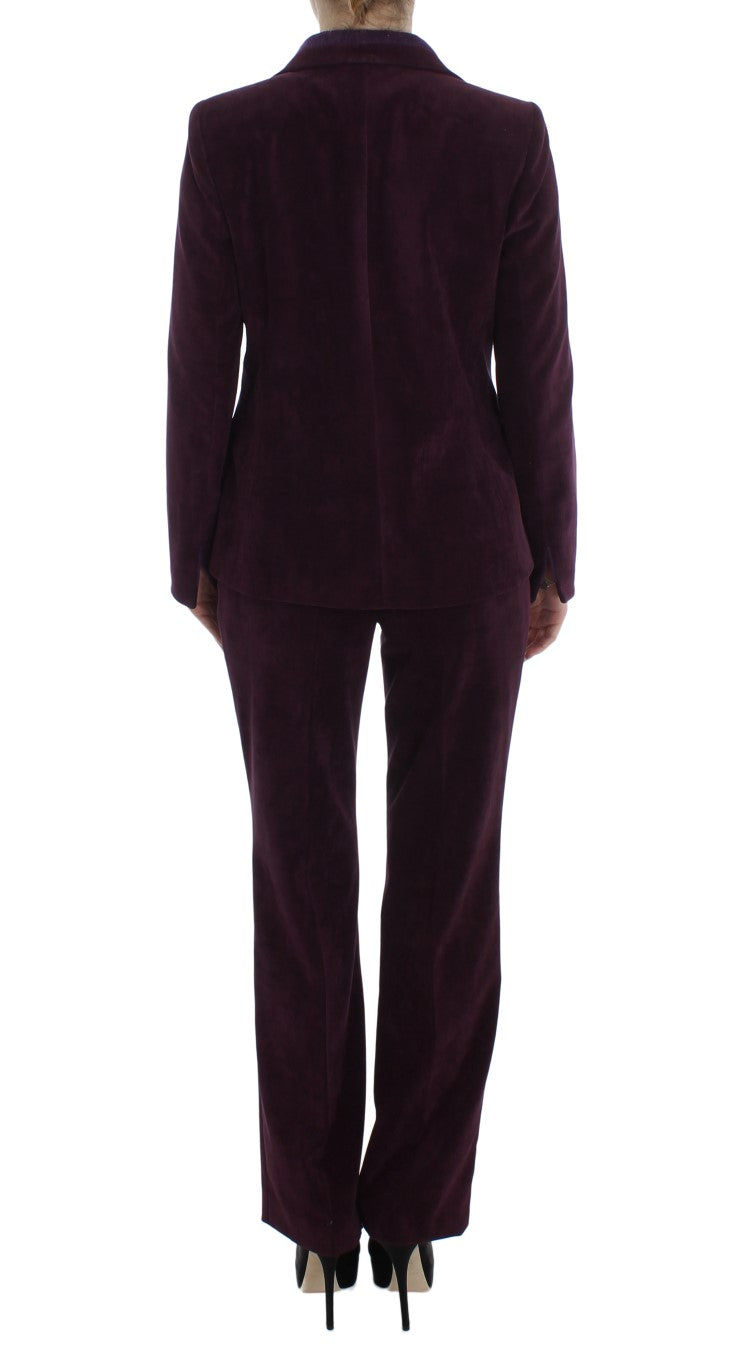 Elegante completo da tre pezzi in misto lana viola
