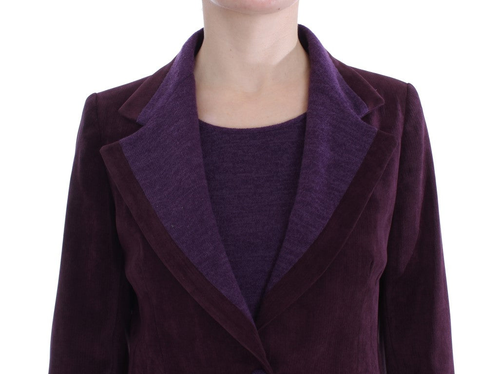 Elegante completo da tre pezzi in misto lana viola
