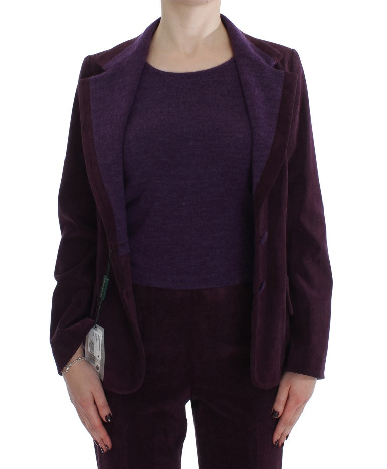 Elegante completo da tre pezzi in misto lana viola