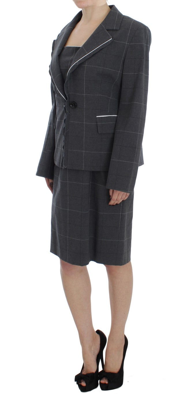 Elegante completo da uomo a tubino a quadri grigi