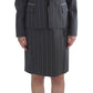 Elegant Gray Striped Dress & Blazer Suit Set