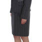 Elegant Gray Striped Dress & Blazer Suit Set