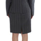 Elegant Gray Striped Dress & Blazer Suit Set