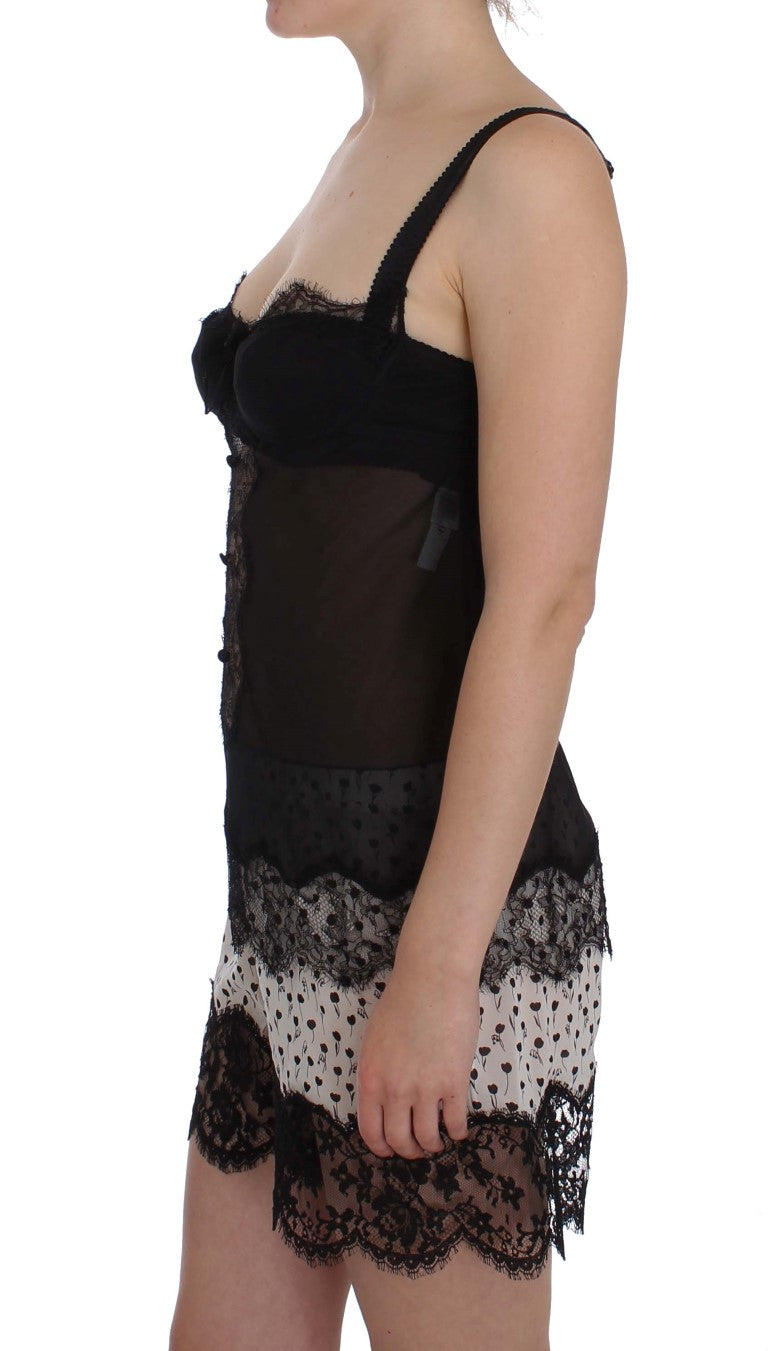 Elegantes Babydoll-Hemdchen aus Seiden-Blumenspitze