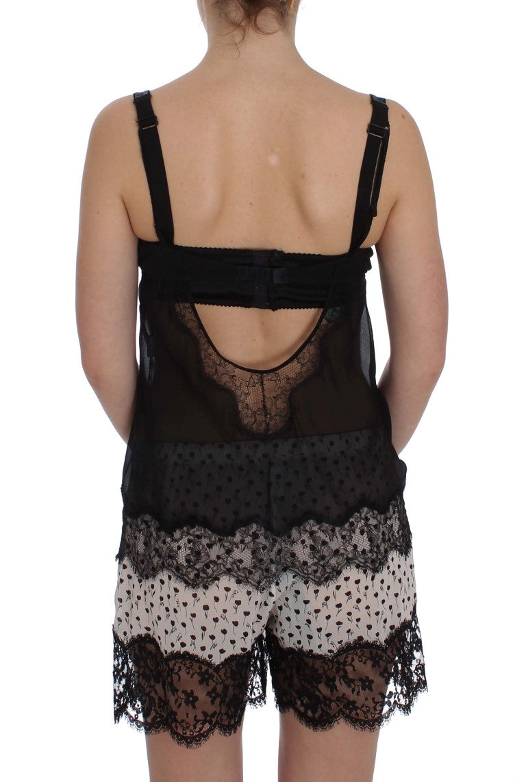 Elegantes Babydoll-Hemdchen aus Seiden-Blumenspitze