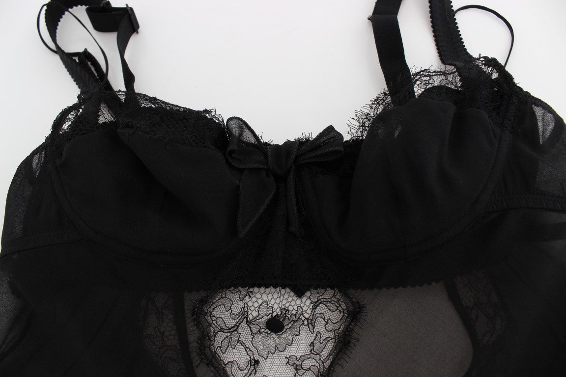 Elegantes Babydoll-Hemdchen aus Seiden-Blumenspitze