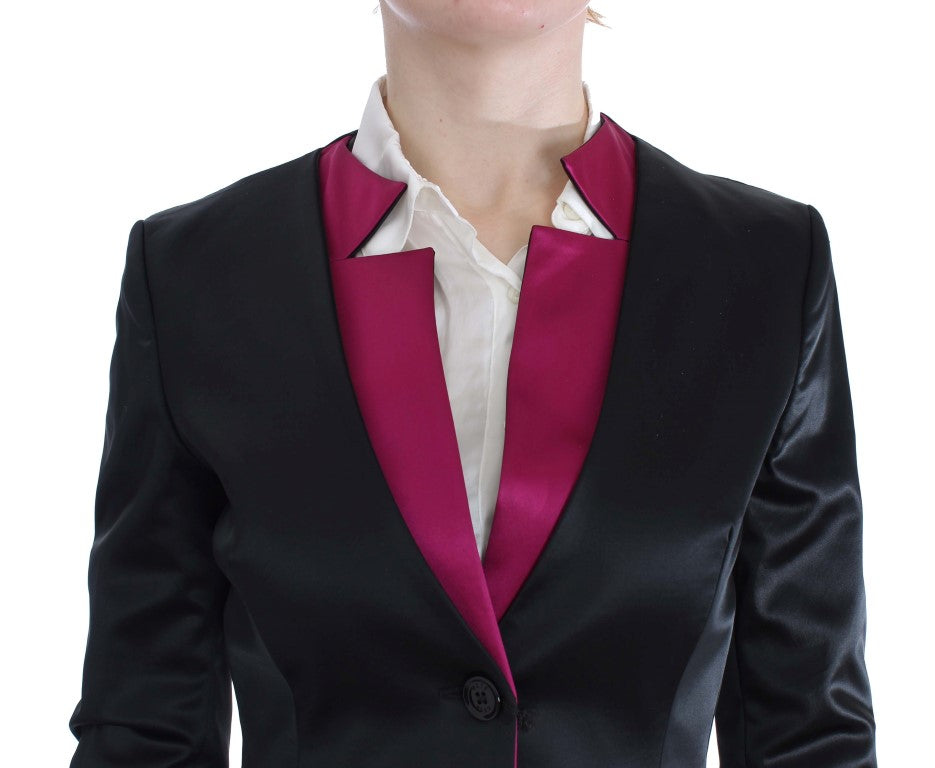 Completo elegante con gonna nera e rosa