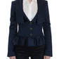 Elegant Blue Blazer Jacket with Designer Flair