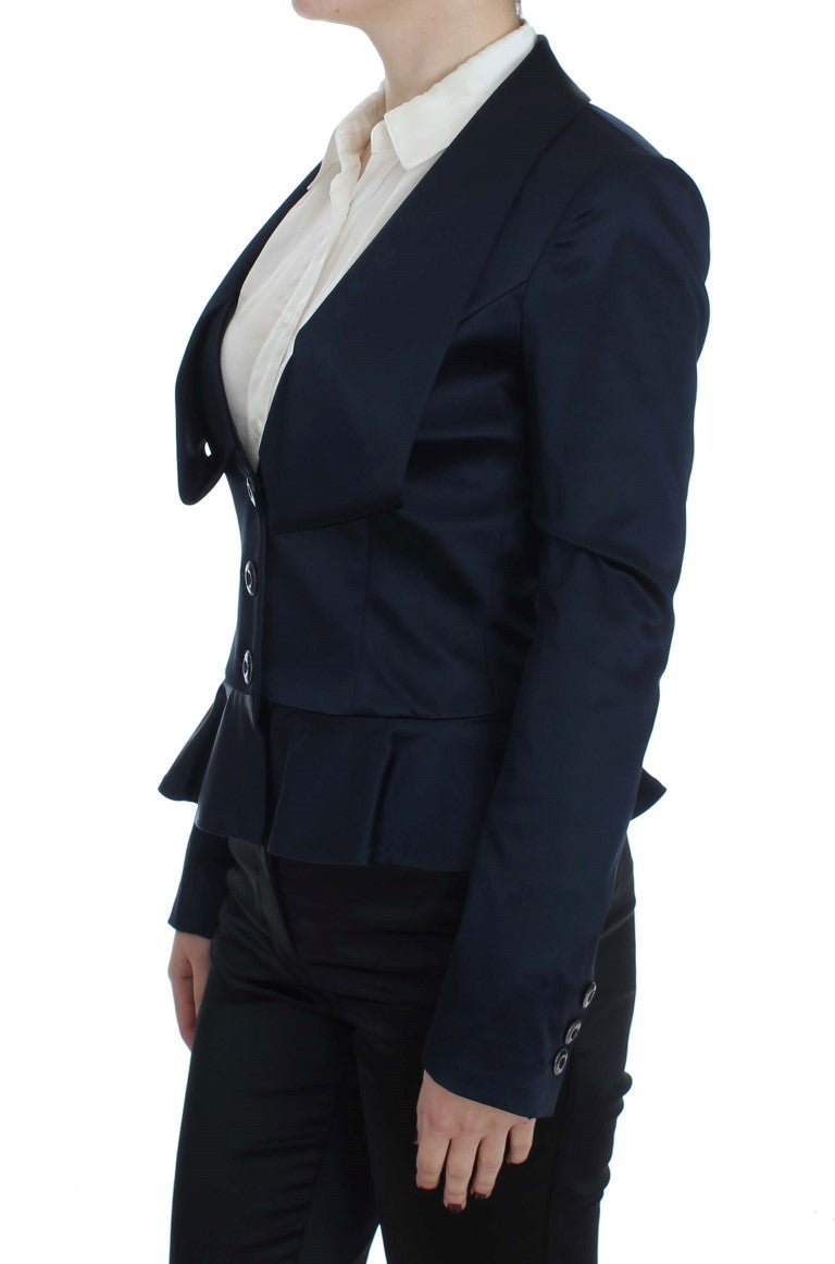 Elegante giacca blazer blu con tocco di design