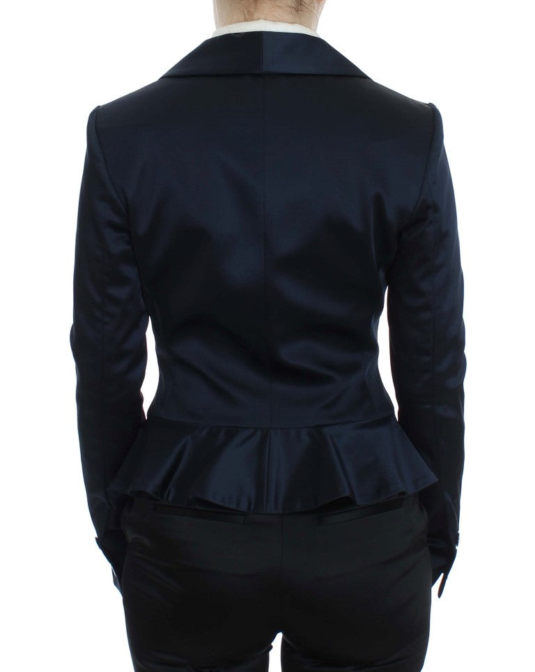 Elegante giacca blazer blu con tocco di design