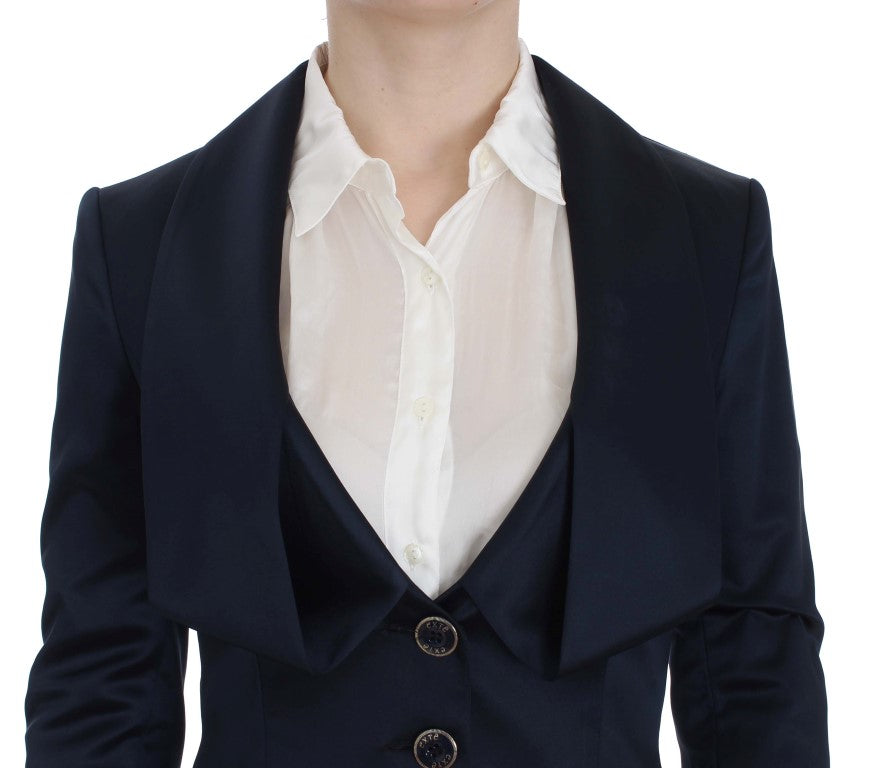 Elegante giacca blazer blu con tocco di design
