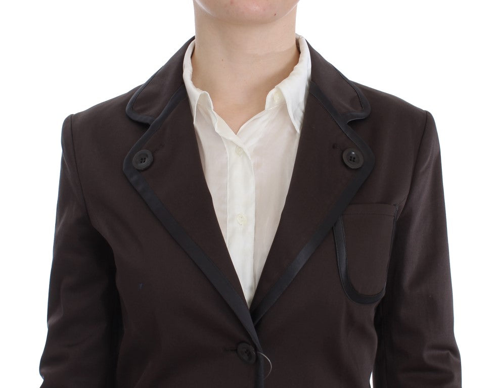 Completo elegante in cotone ed elastan marrone