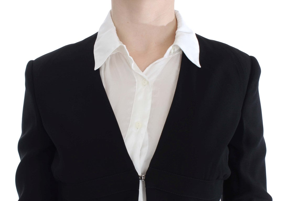 Elegante tailleur gonna due pezzi in nero e blu