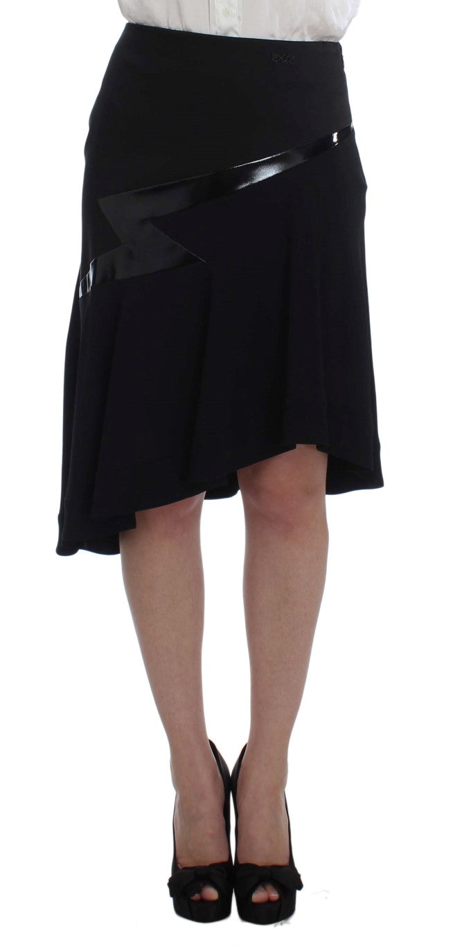 Elegante tailleur gonna due pezzi in nero e blu