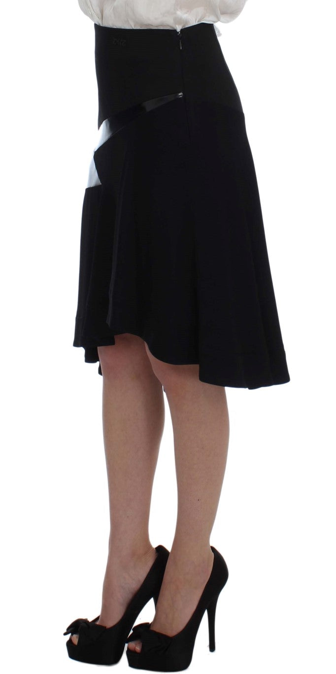 Elegante tailleur gonna due pezzi in nero e blu