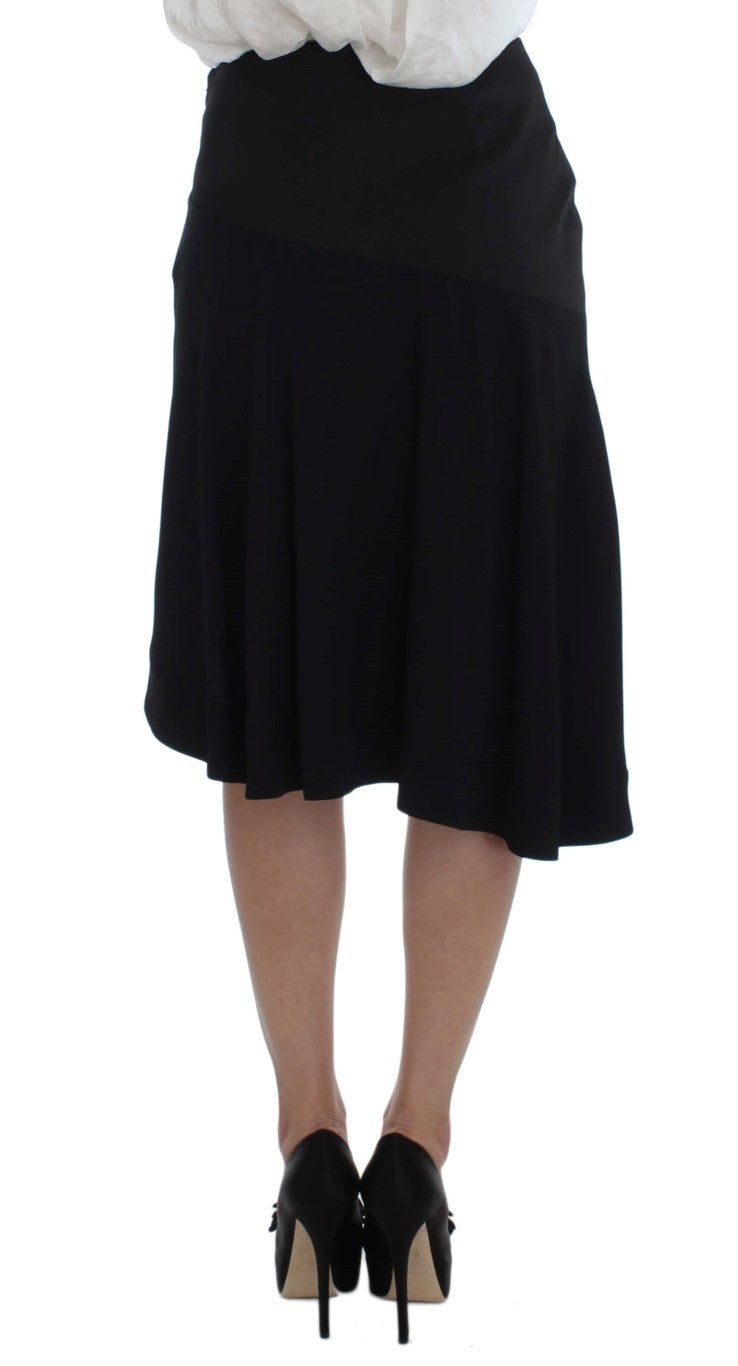 Elegante tailleur gonna due pezzi in nero e blu