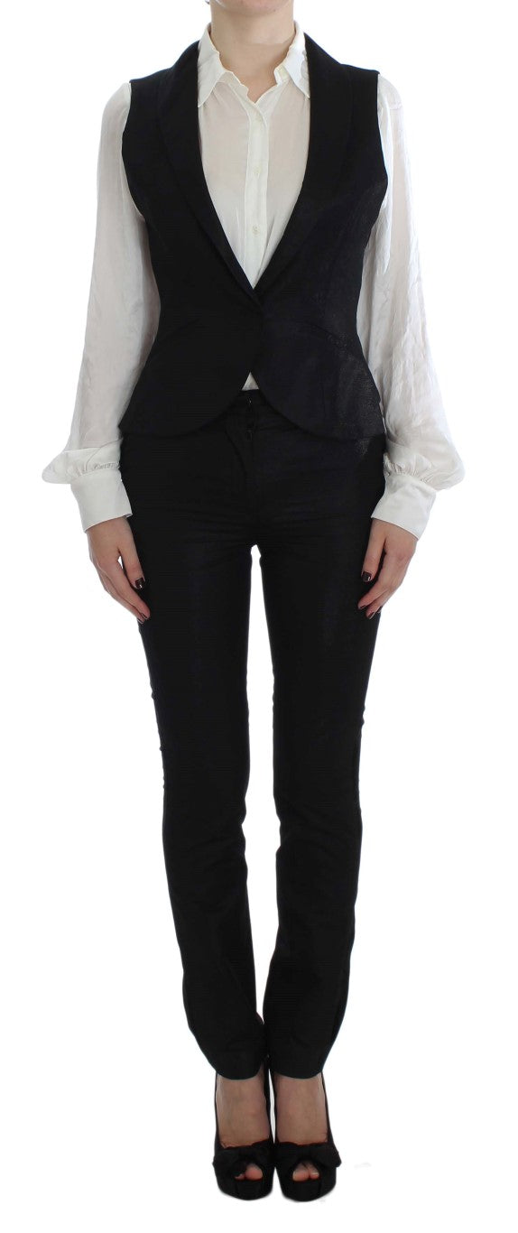 Elegante completo pantaloni nero a tre pezzi