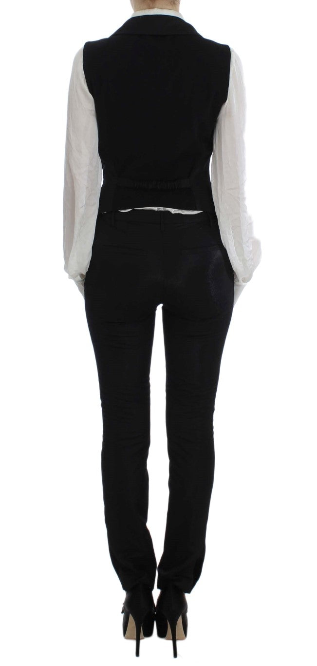 Elegante completo pantaloni nero a tre pezzi