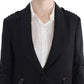 Elegant Gray Gold-Buttoned Blazer Jacket