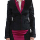 Chic Black and Pink Single-Breasted Blazer