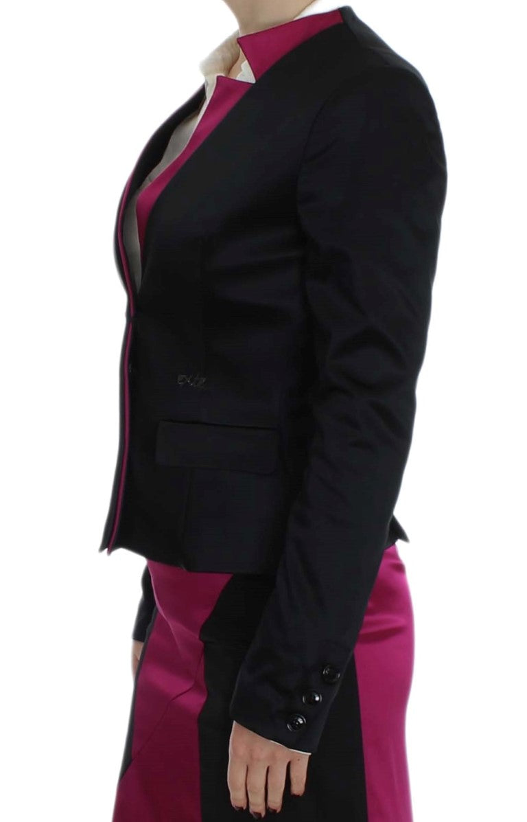 Blazer monopetto nero e rosa chic