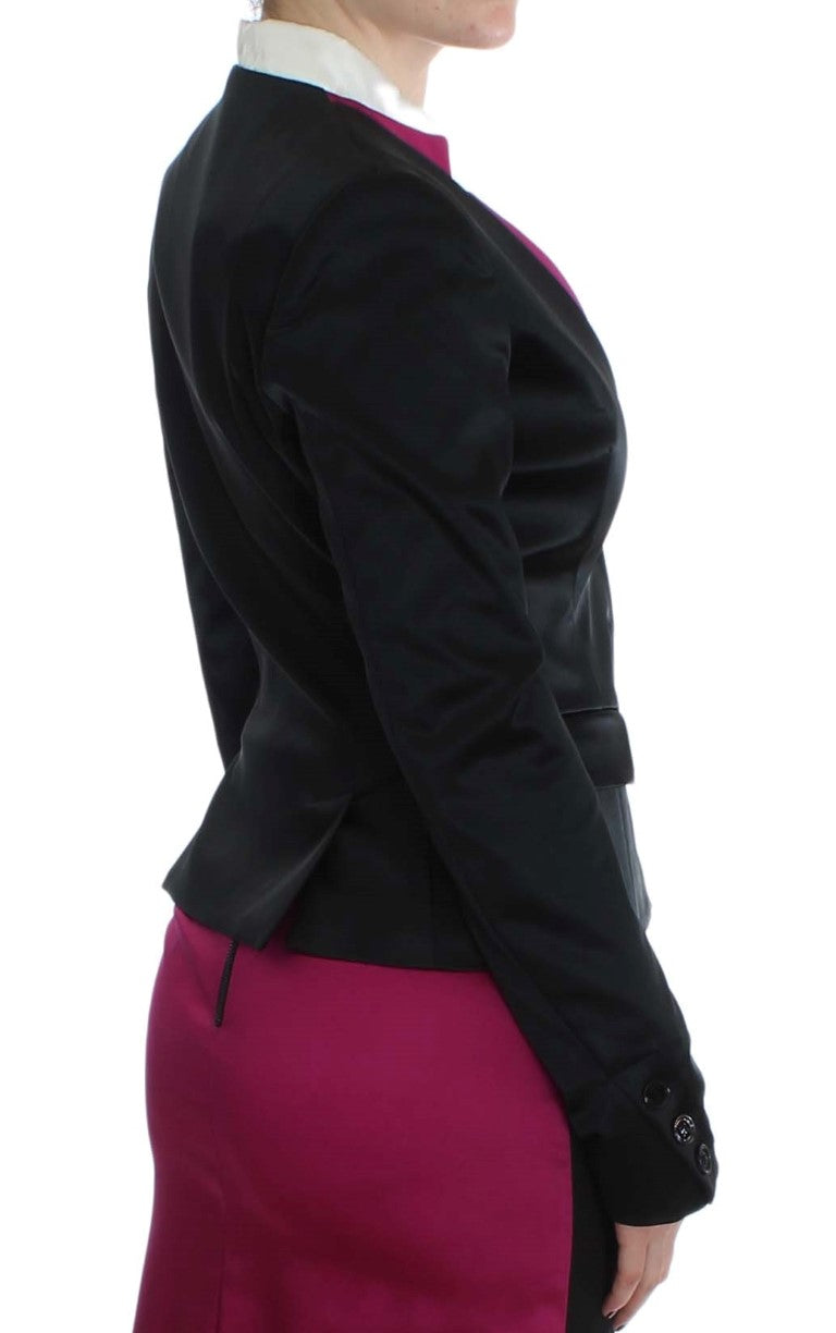 Blazer monopetto nero e rosa chic