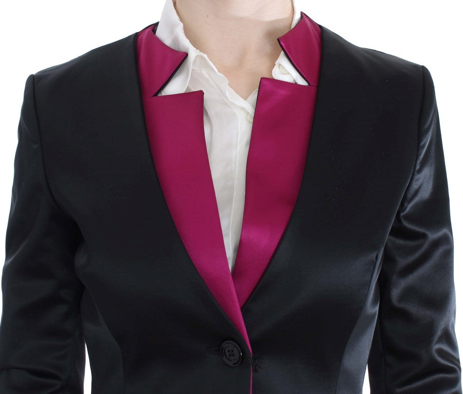 Blazer monopetto nero e rosa chic