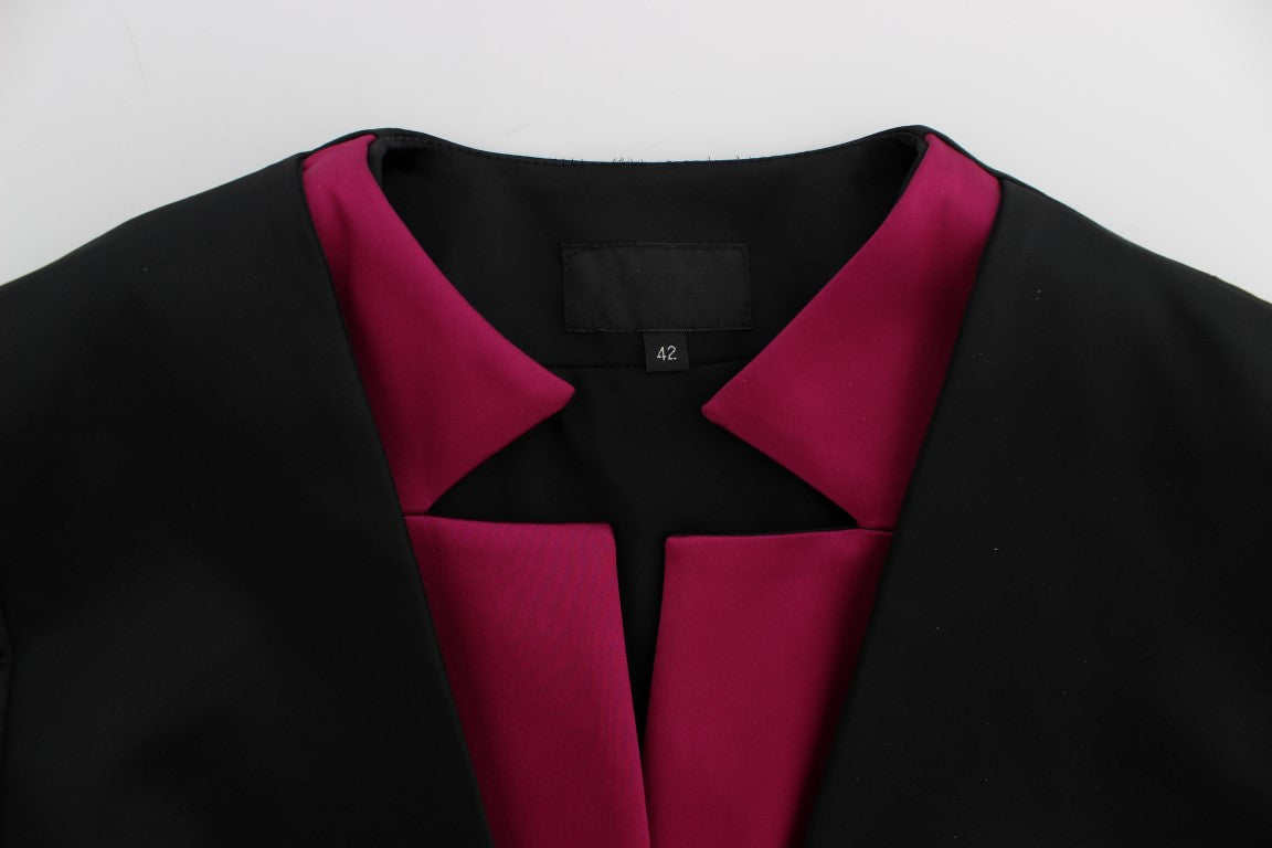 Blazer monopetto nero e rosa chic