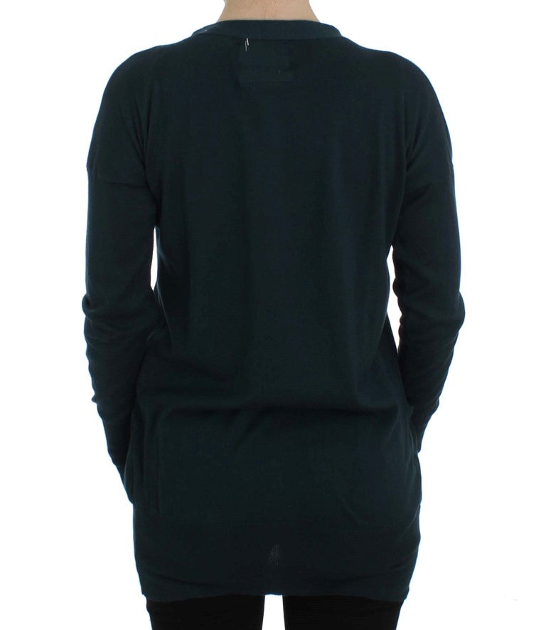 Elegante maglione cardigan in cotone verde