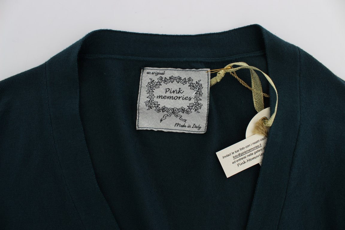 Elegante maglione cardigan in cotone verde