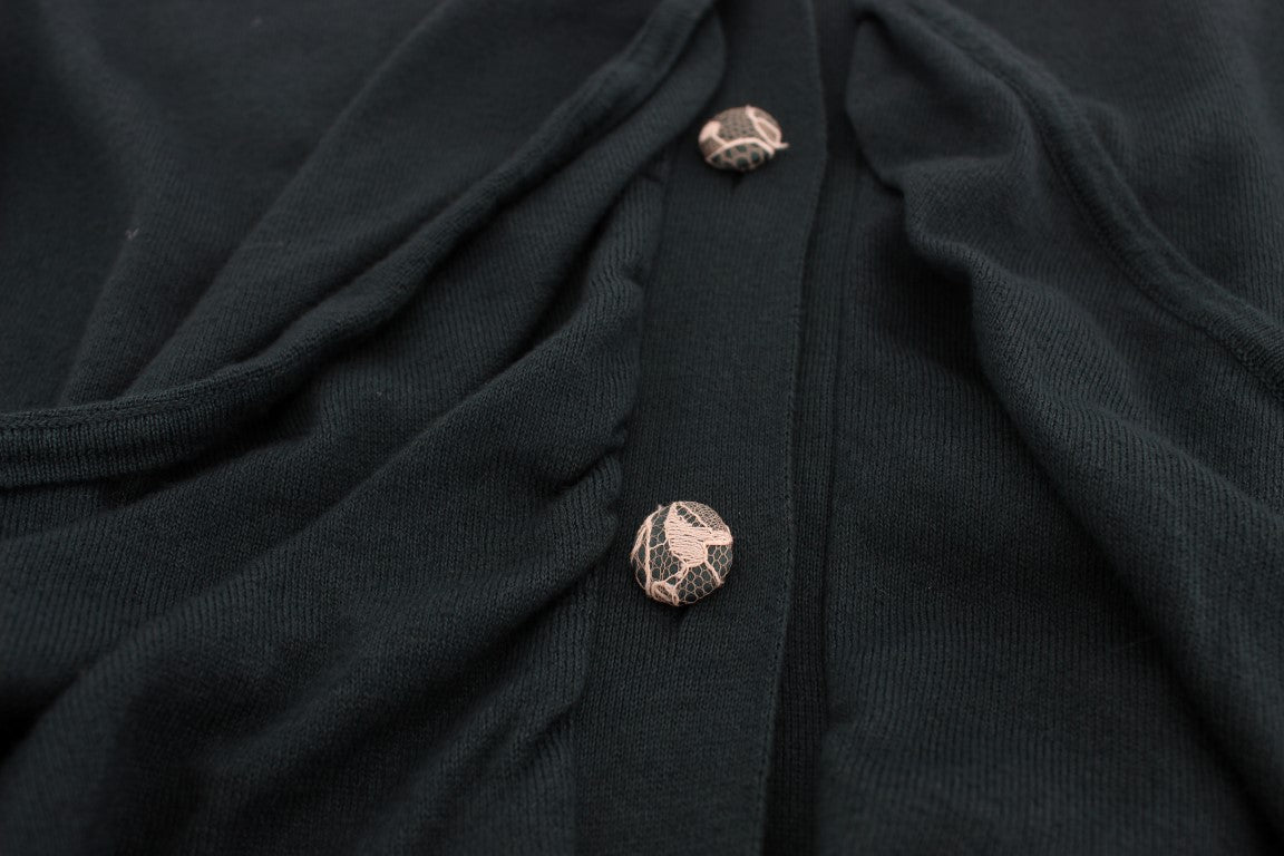 Elegante maglione cardigan in cotone verde