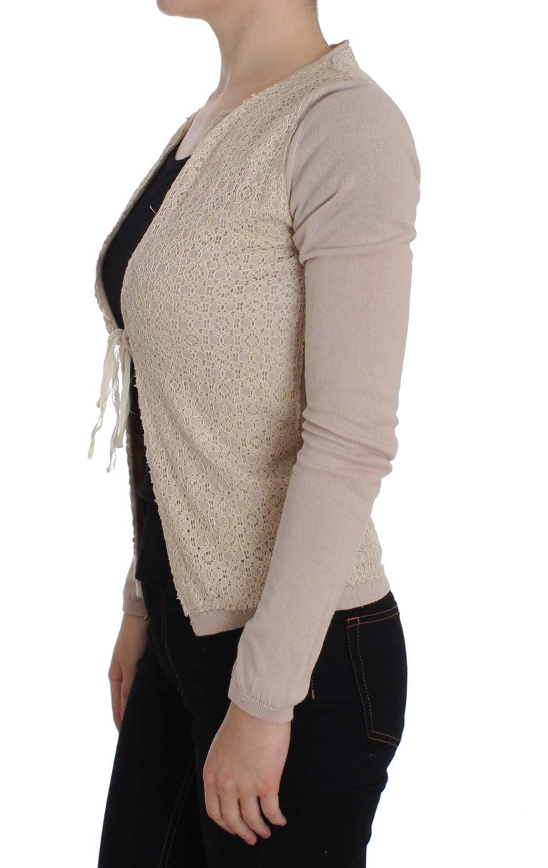 Elegante maglione rosa avvolgente in maglia di cotone