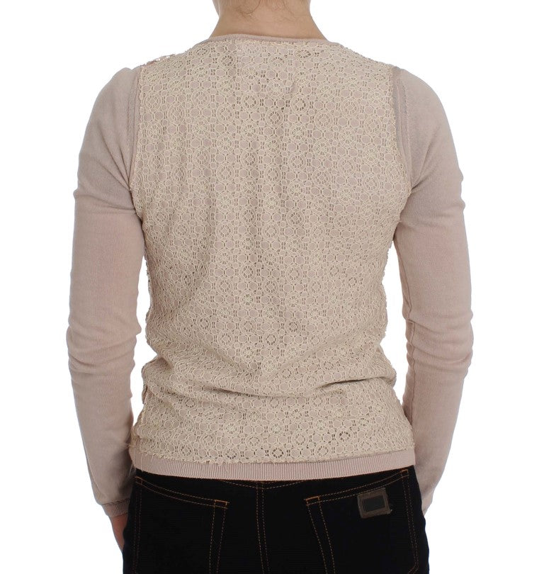 Elegante maglione rosa avvolgente in maglia di cotone